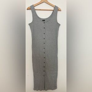GAP Gray Button-Front Midi Dress